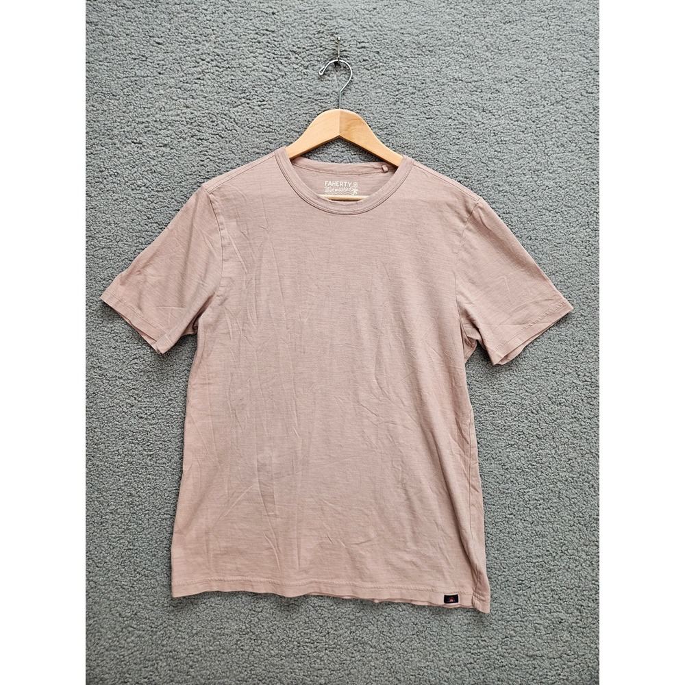 Faherty Sunwashed Tee M Rose Pink Organic Cotton Coastal Surf Casual Minimalist